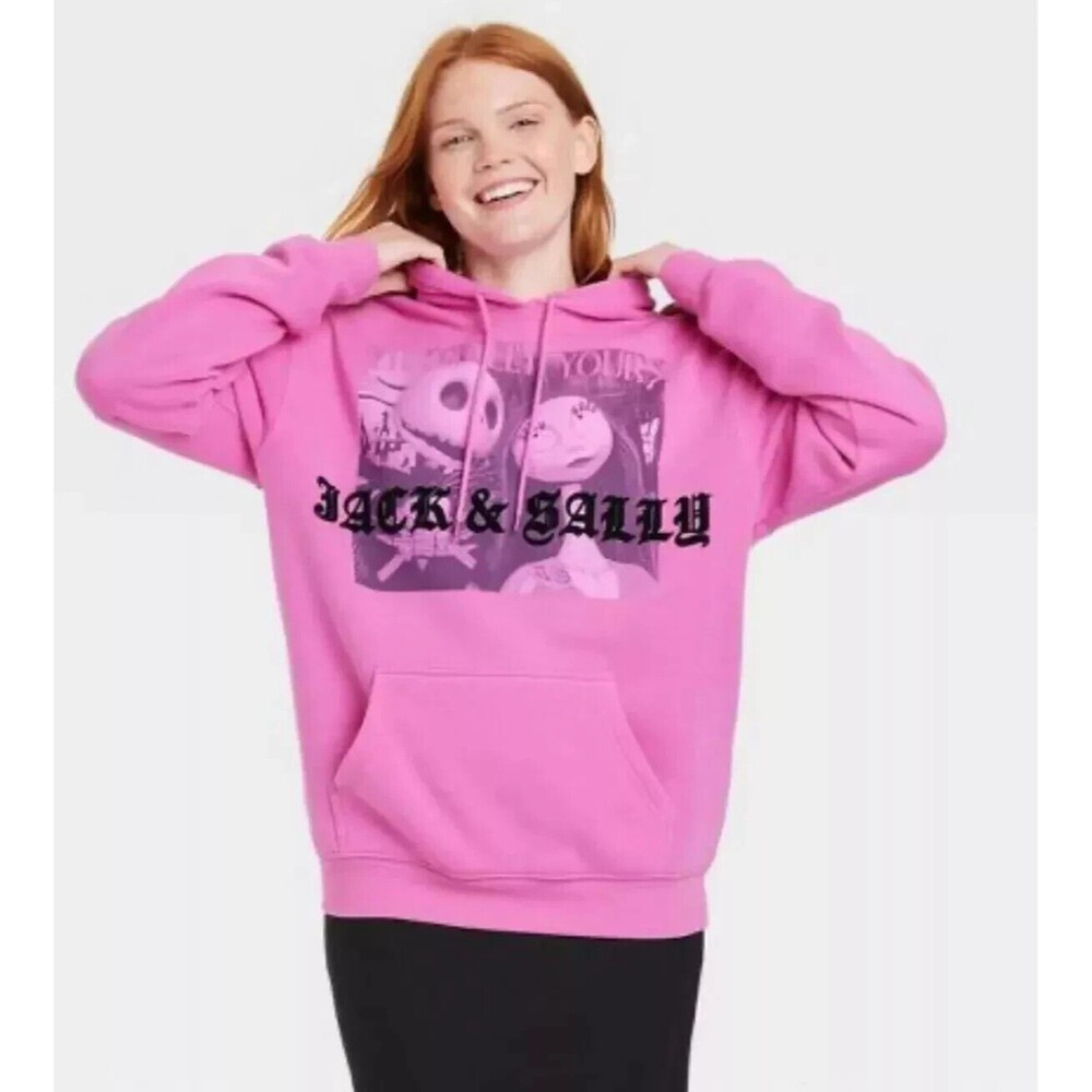 Nightmare Before Christmas Jack and Sally Pink Hoodie Disney Women's Medium NEW